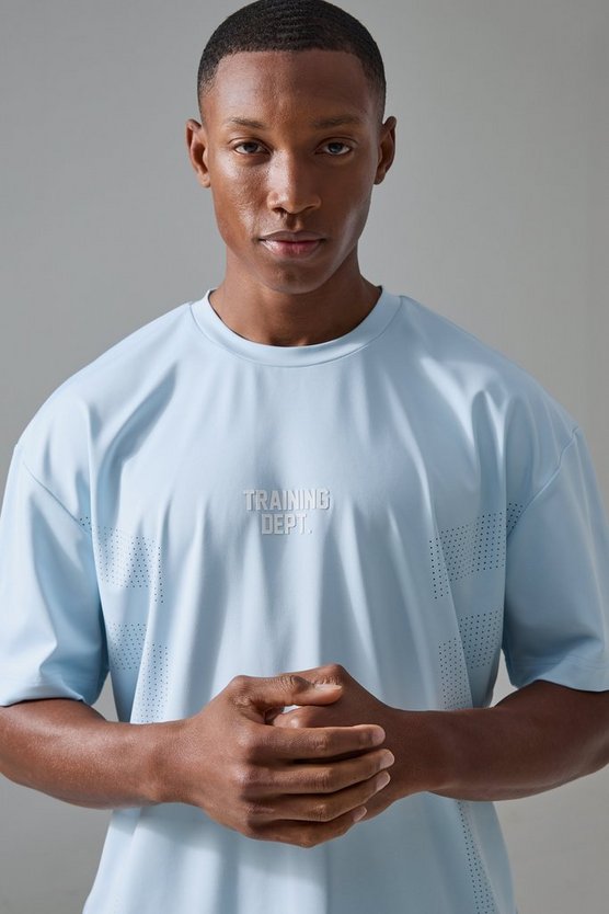 Perforiertes Oversize T-Shirt mit Active Training Dept Print