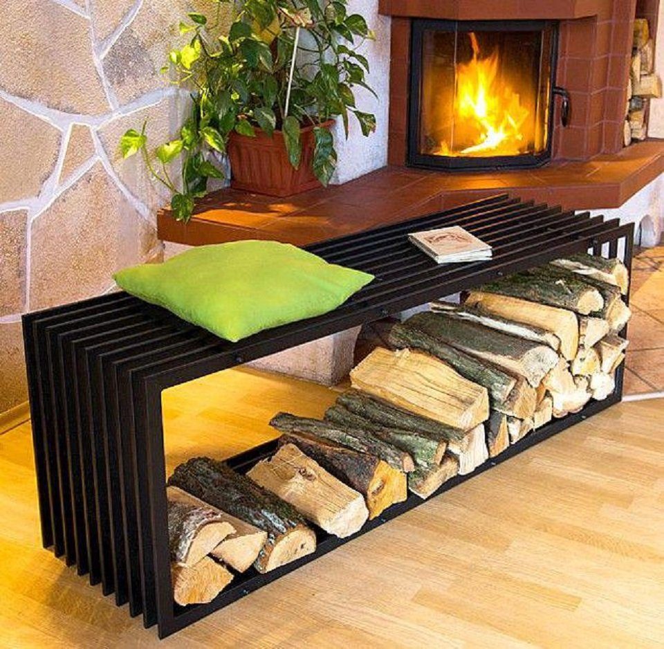 DanDiBo Kaminholzregal DanDiBo Kaminholzständer Bank D-Stil 150 cm Kaminholzregal 10104 Holzkorb Kaminholzhalter, BxTxH:150x40x50 cm