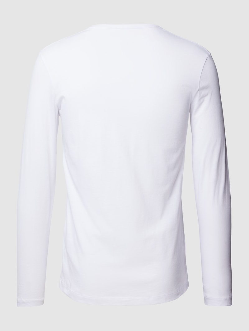 Longsleeve aus Baumwolle mit V-Ausschnitt im 2er-Pack in weiß