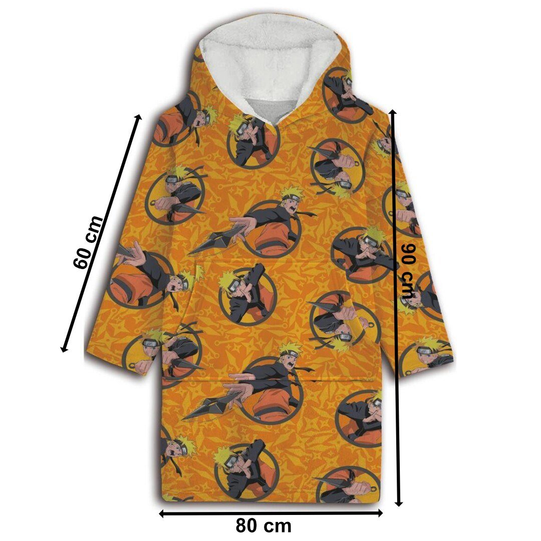 Naruto Sweatponcho Naruto Shipudden Herren Kuschelponcho Kuscheldecke mit Ärmeln Kapuze Tasche