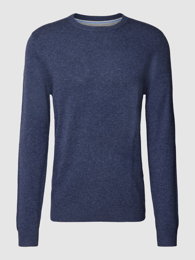 Strickpullover in melierter Optik in marineblau meliert