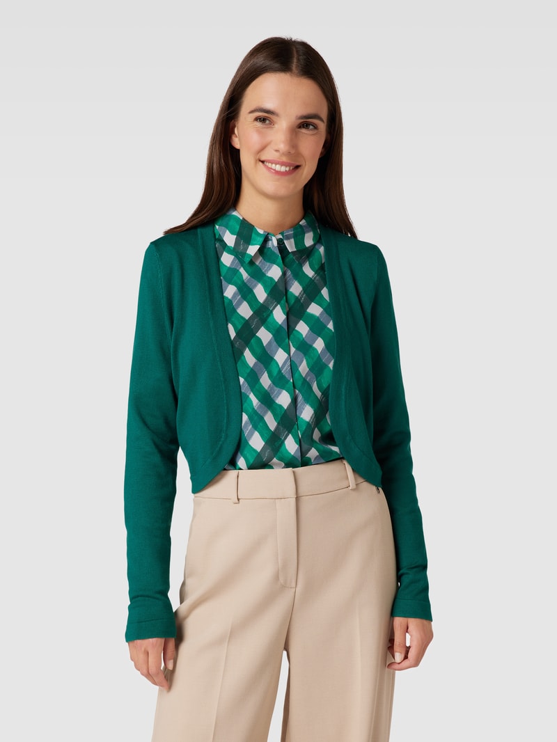 Bolero in unifarbenem Design Modell 'ASTRID' in dunkelgrün
