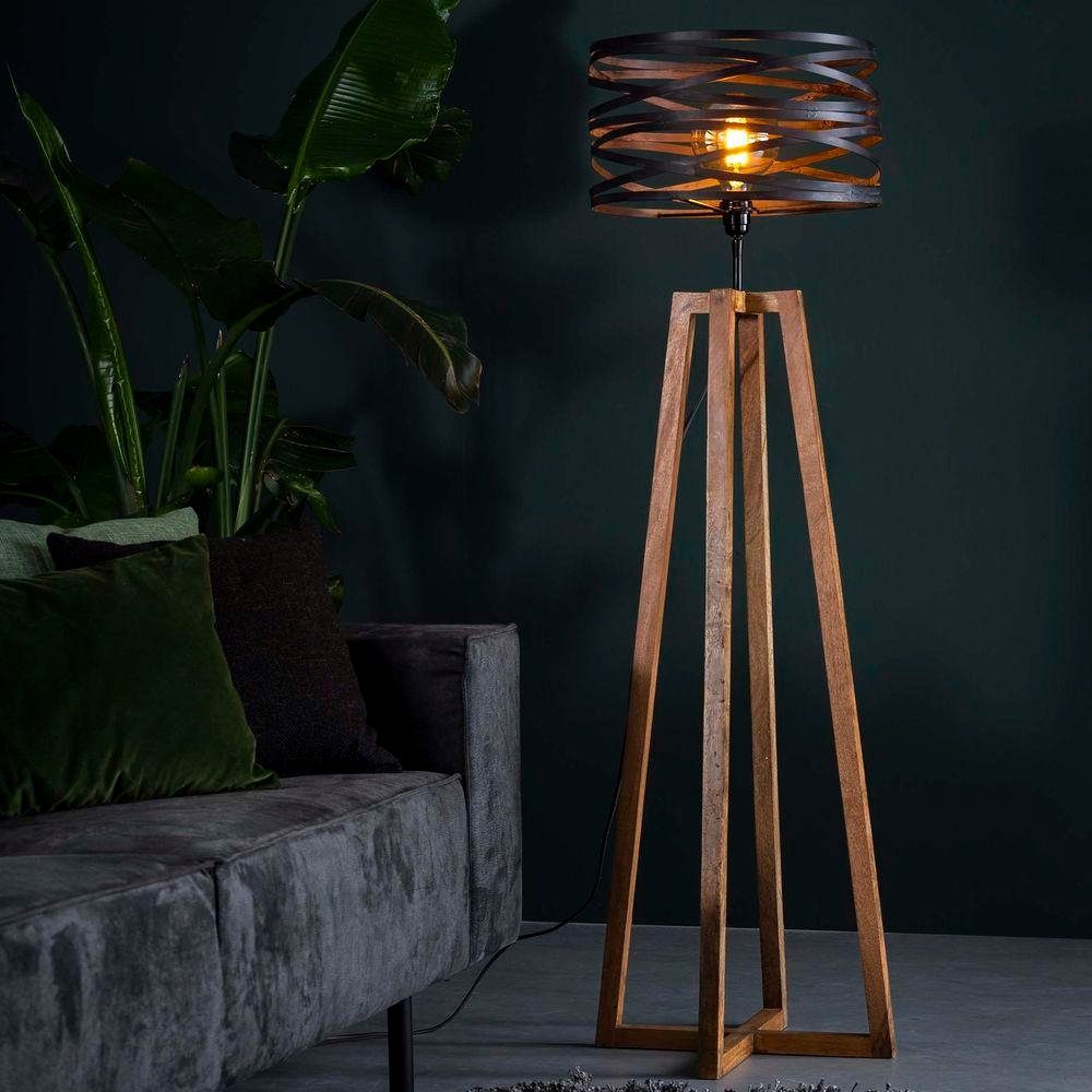 famlights Stehlampe, Stehleuchte Colin in Schiefergrau und Braun E27, keine Angabe, Leuchtmittel enthalten: Nein, warmweiss, Stehlampe, Standlampe