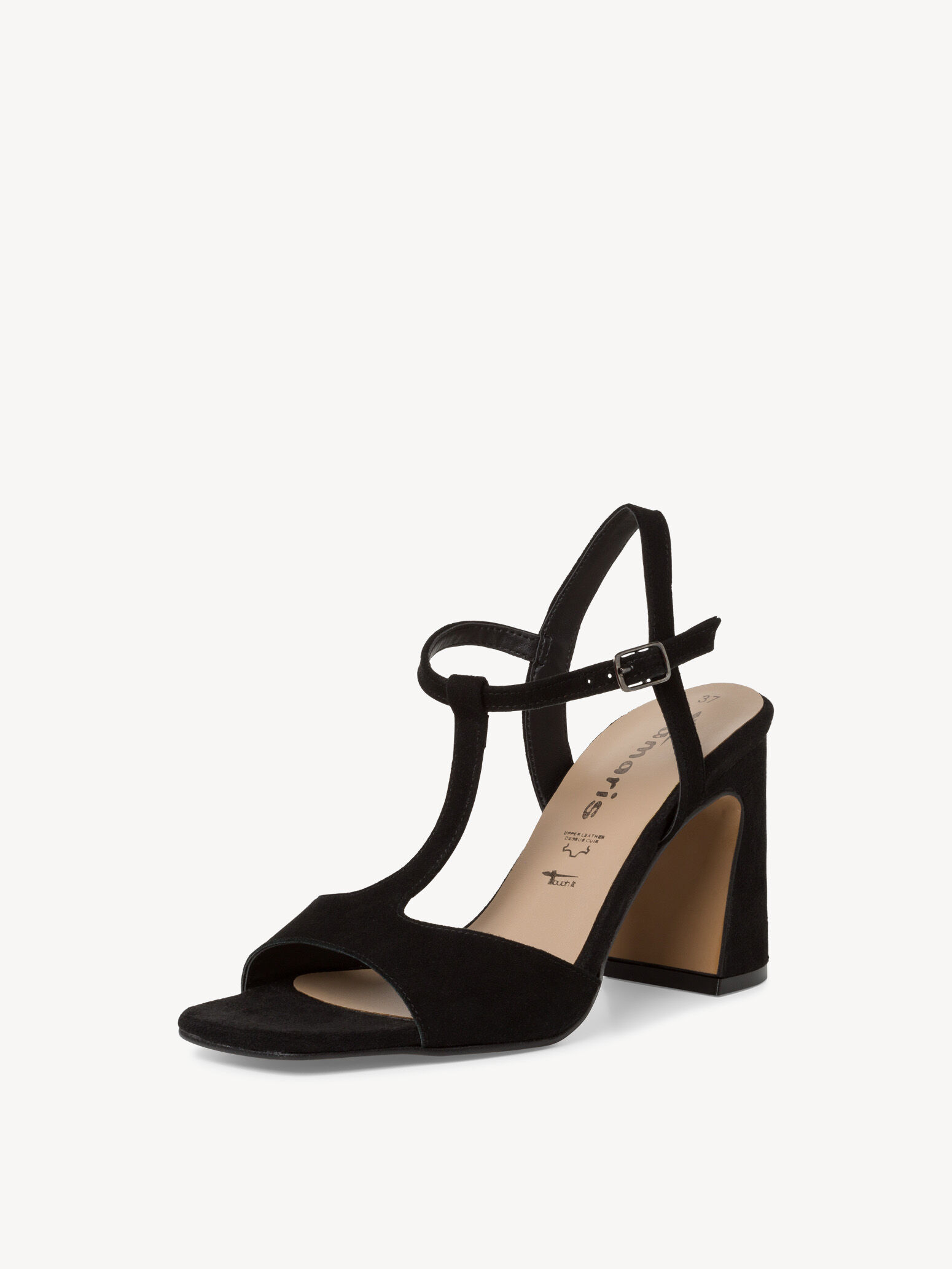 Sandale à talon en cuir - noir