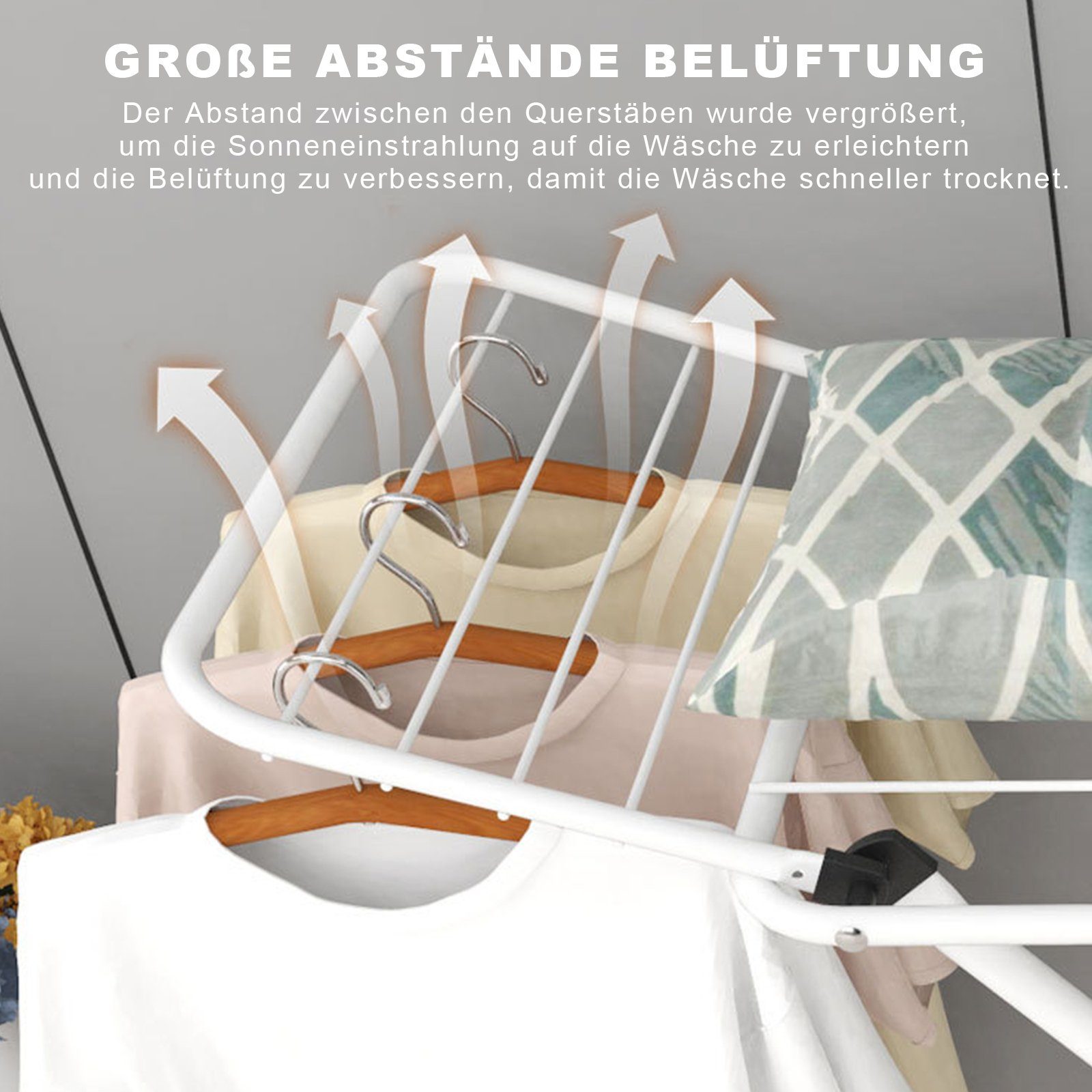 TWSOUL Wäscheständer X-förmiger Boden-Wäscheständer,., Faltbares Design, Weiß
