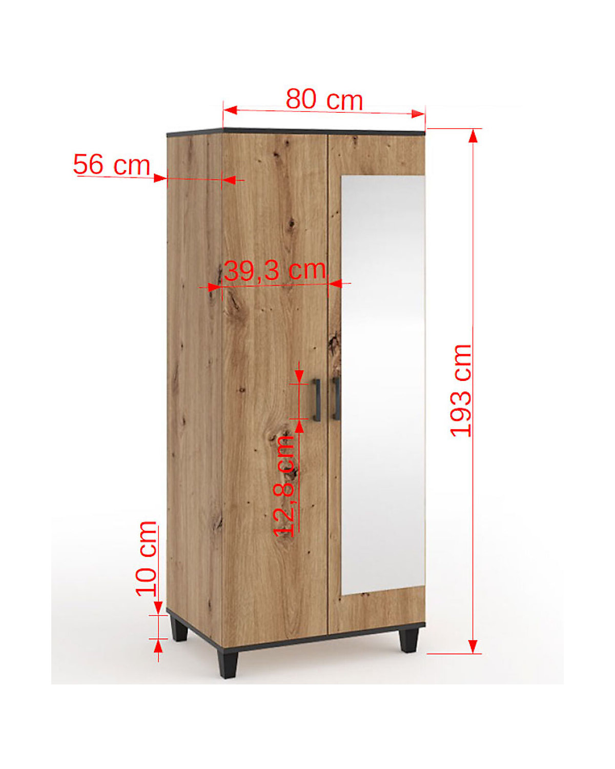 Kleiderschrank Drehtürenschrank Pola 80x56x193cm Artisan Eiche 2-türig