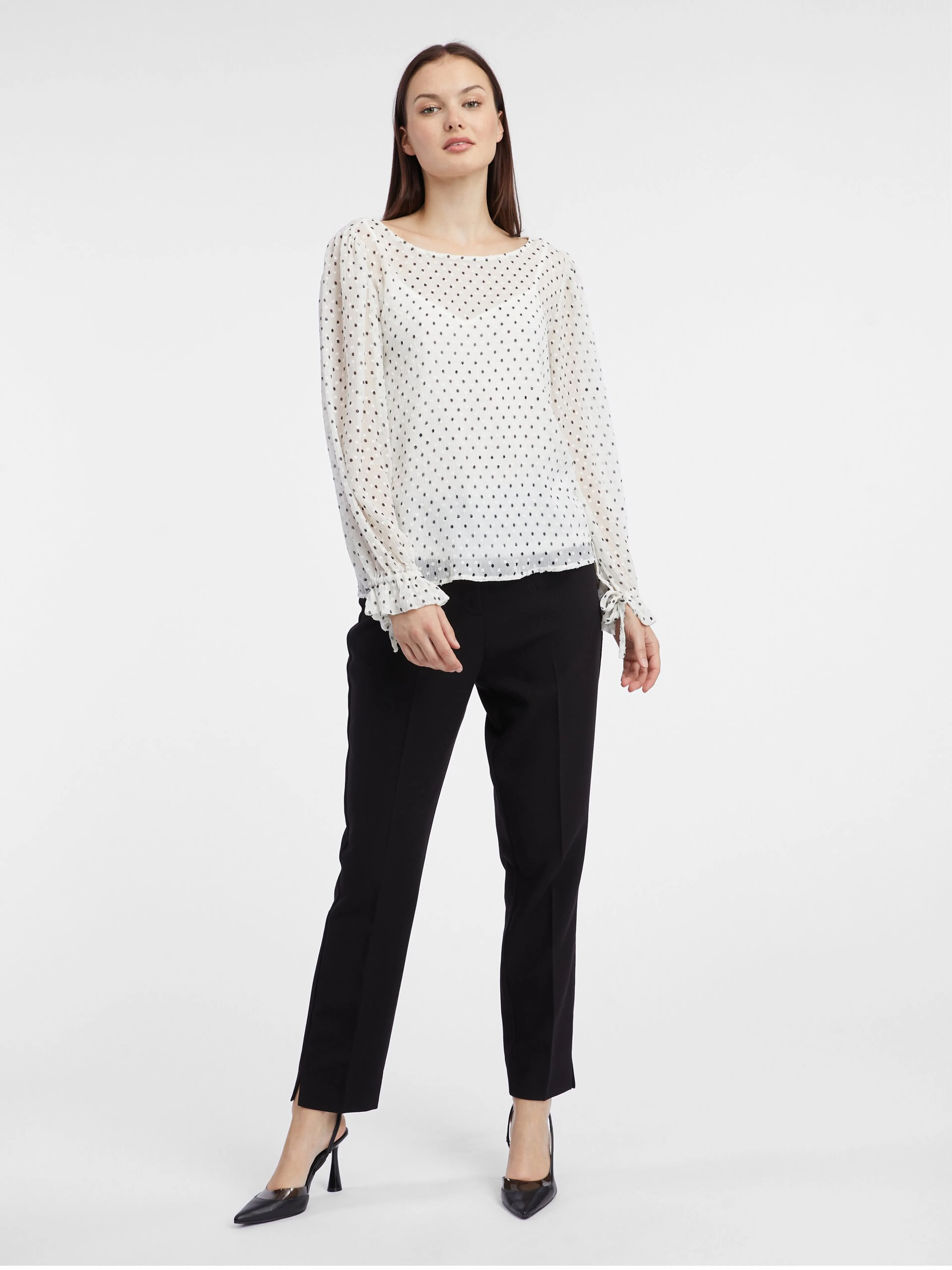 Weiße Damen-Polka-Dot-Bluse ORSAY