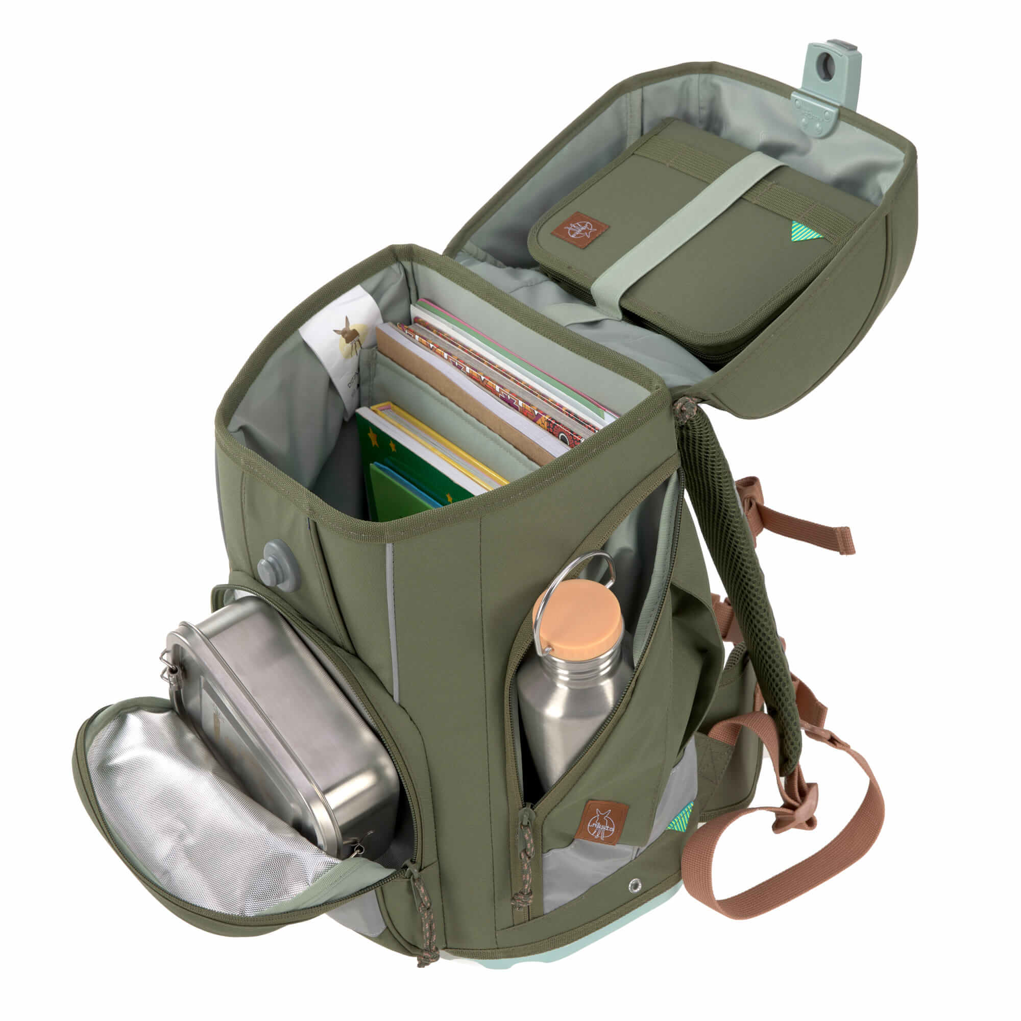 Schulranzen Set 7-teilig, Boxy Unique Olive