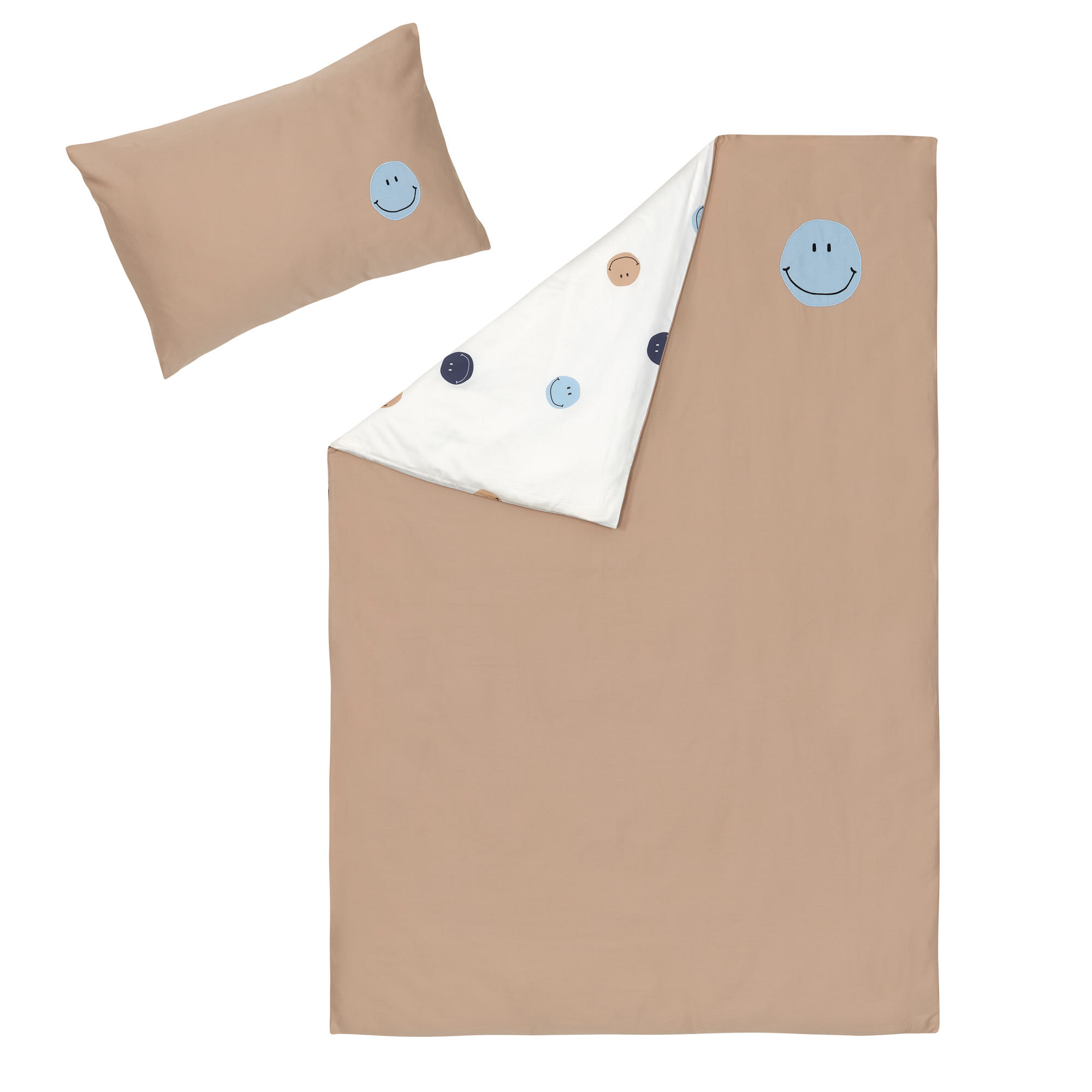 Bettwäsche Set Kinder - Bio Baumwolle, Smile, Braun Milky