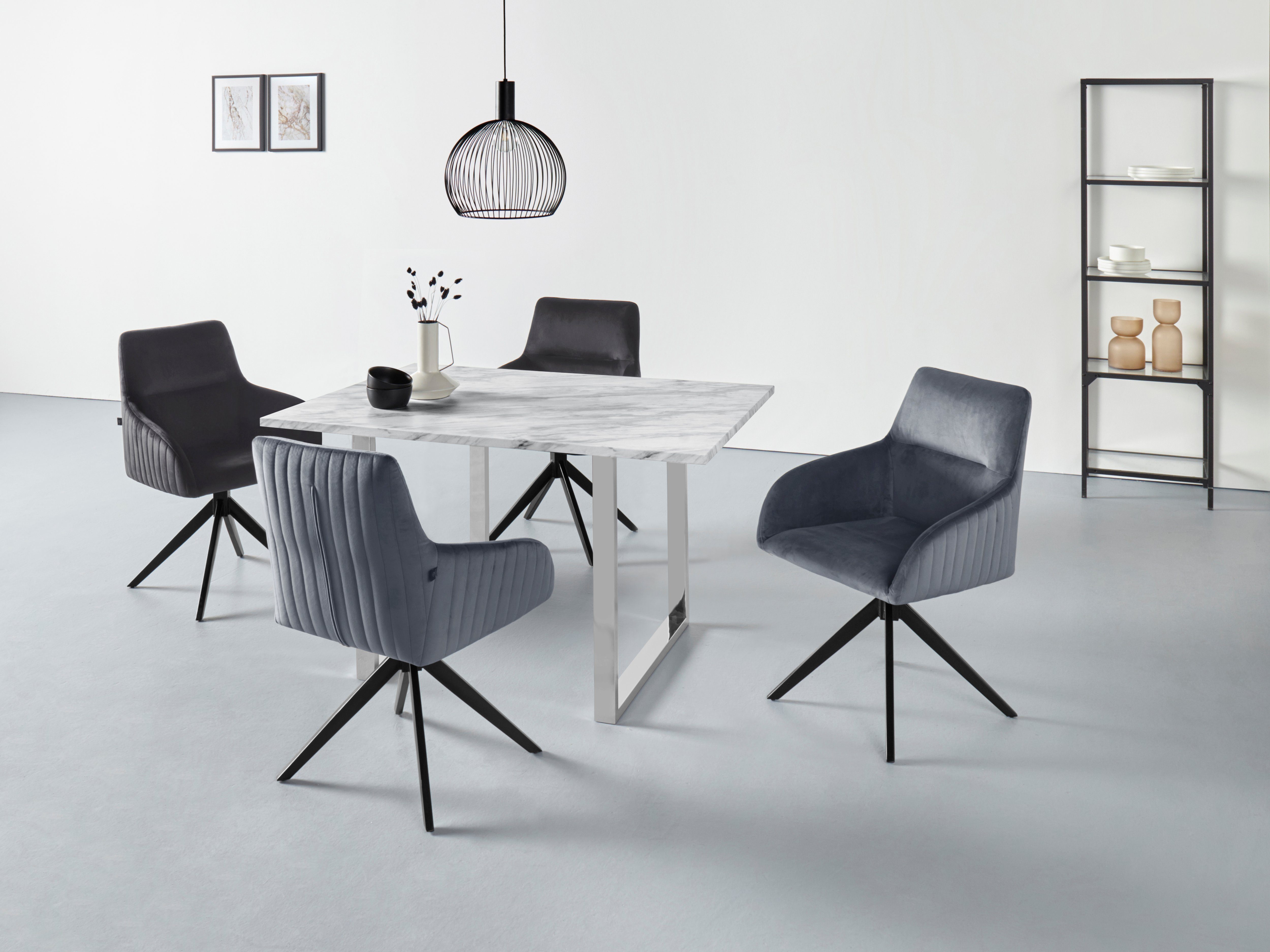 Leonique Esstisch Cevennen (1-St), Tischplatte MDF in Marmor Optik, Gestell aus Metall, 120 oder 160 cm