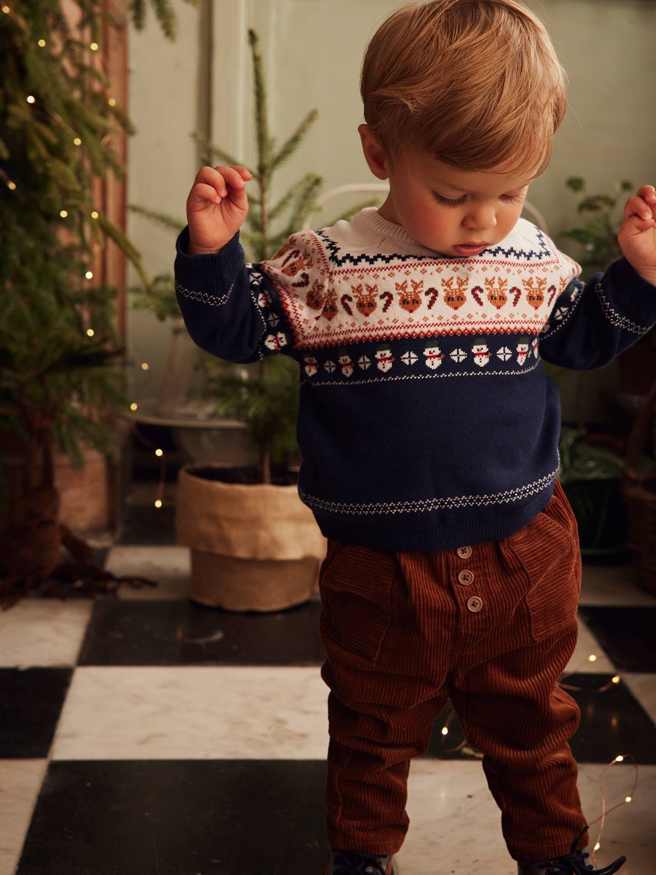 Pull jacquard de Noël bébé marine