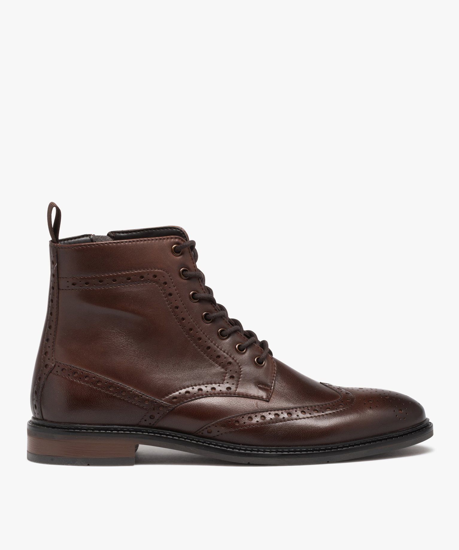 Boots homme dessus en cuir uni à bout fleuri - Taneo marron | GEMO
