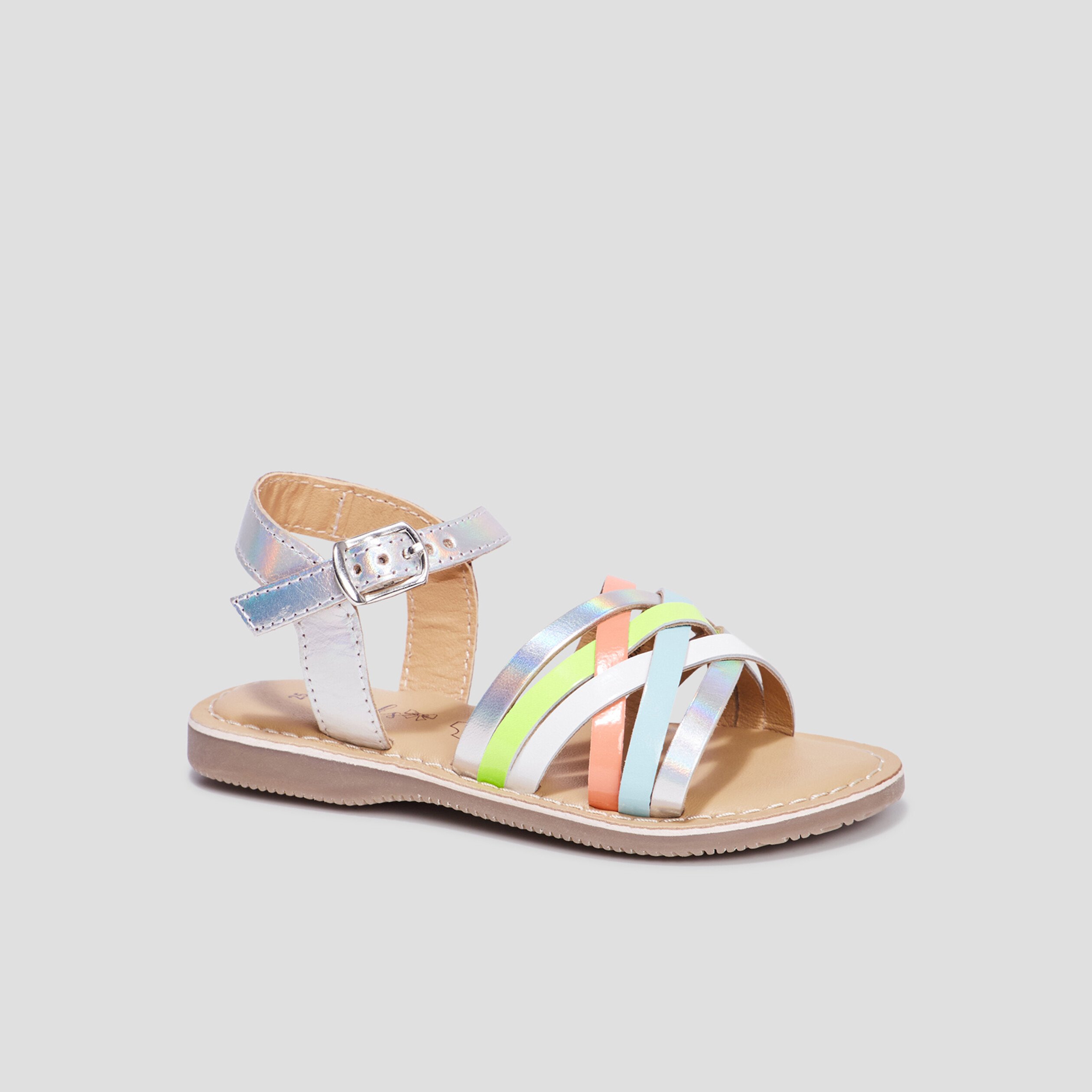 Sandales brides croisées en cuir Creeks multicolore fille | La Halle