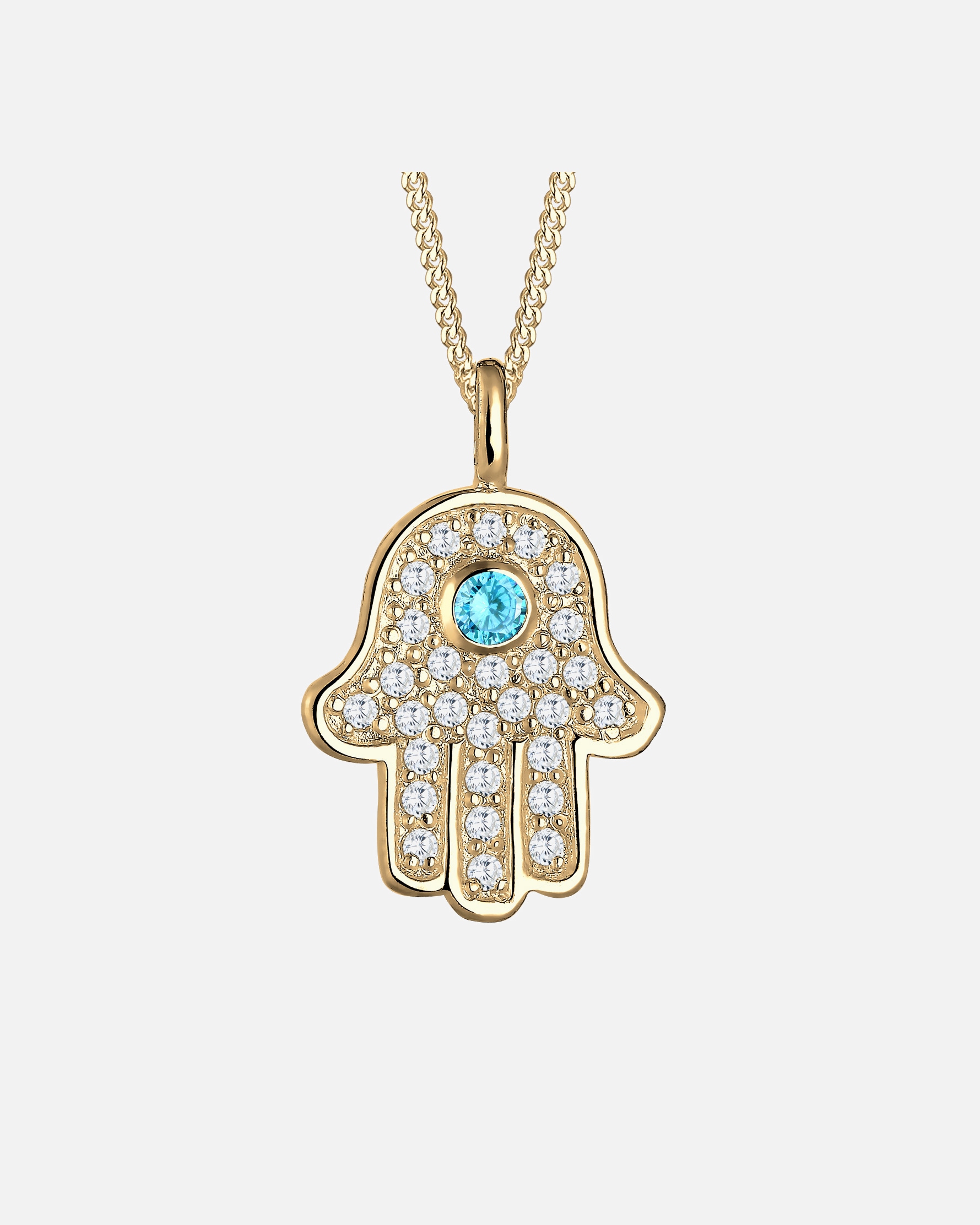 Ciondolo da donna Elli a forma di mano di Hamsa con cristalli di zirconi cubici in argento sterling 925.