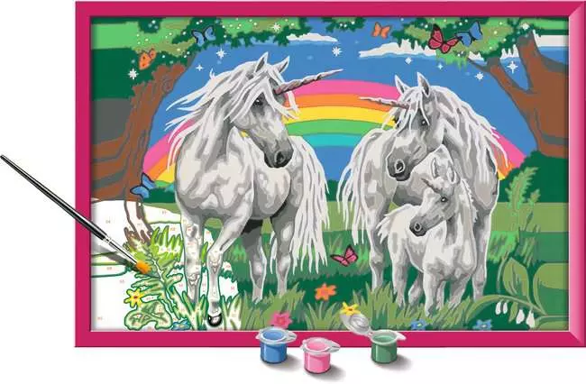 CreArt Fabelhafte Einhornwelt - Malen nach Zahlen für Kinder ab 9 Jahren