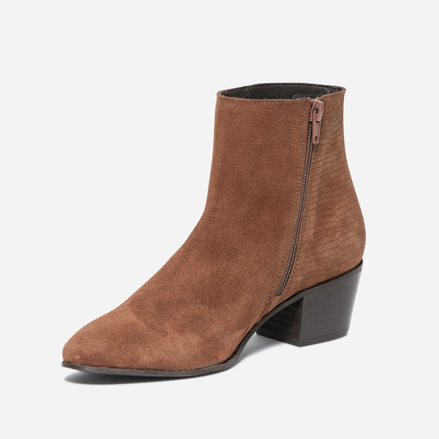 Boots TEXTO rouille éco-conçu cuir velours embossé