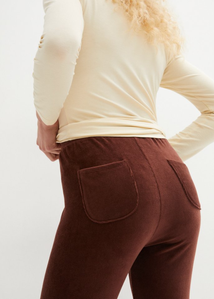 Feincord-Leggings mit breitem Komfortbund