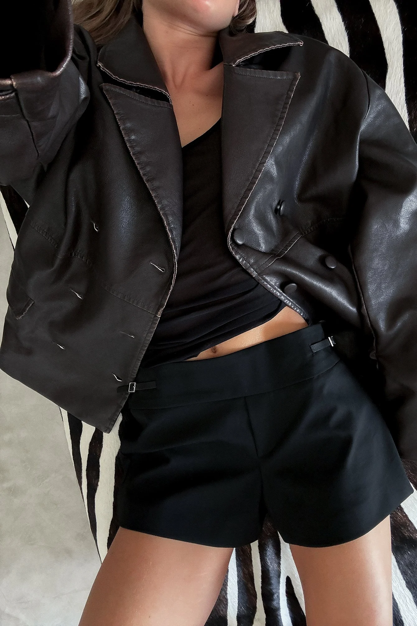 PU-Jacke mit Gürteldetail