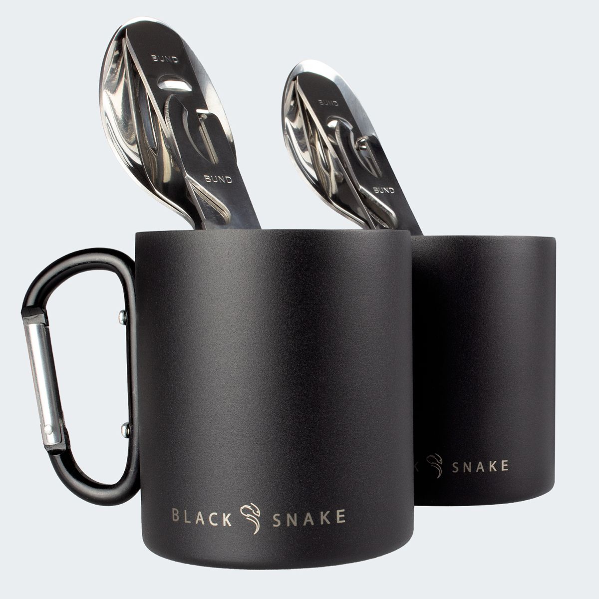 Black Snake 5-teiliges Thermobecher mit Karabiner und Besteckset