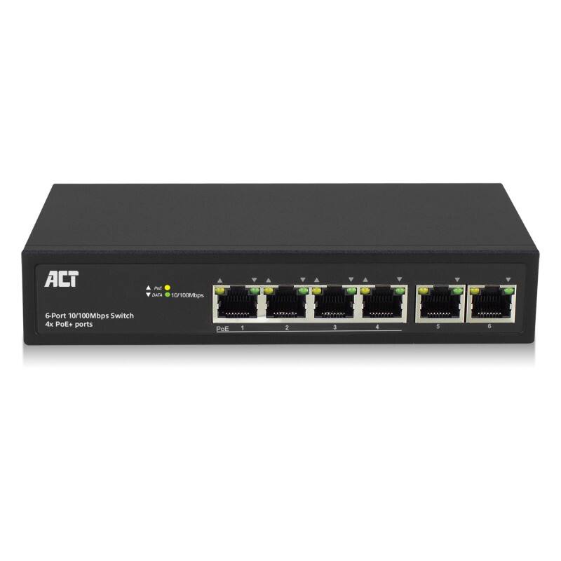 ACT 6 Port, Netzwerk-Switch, 10/100Mbps.4X Poe  (30W) Port