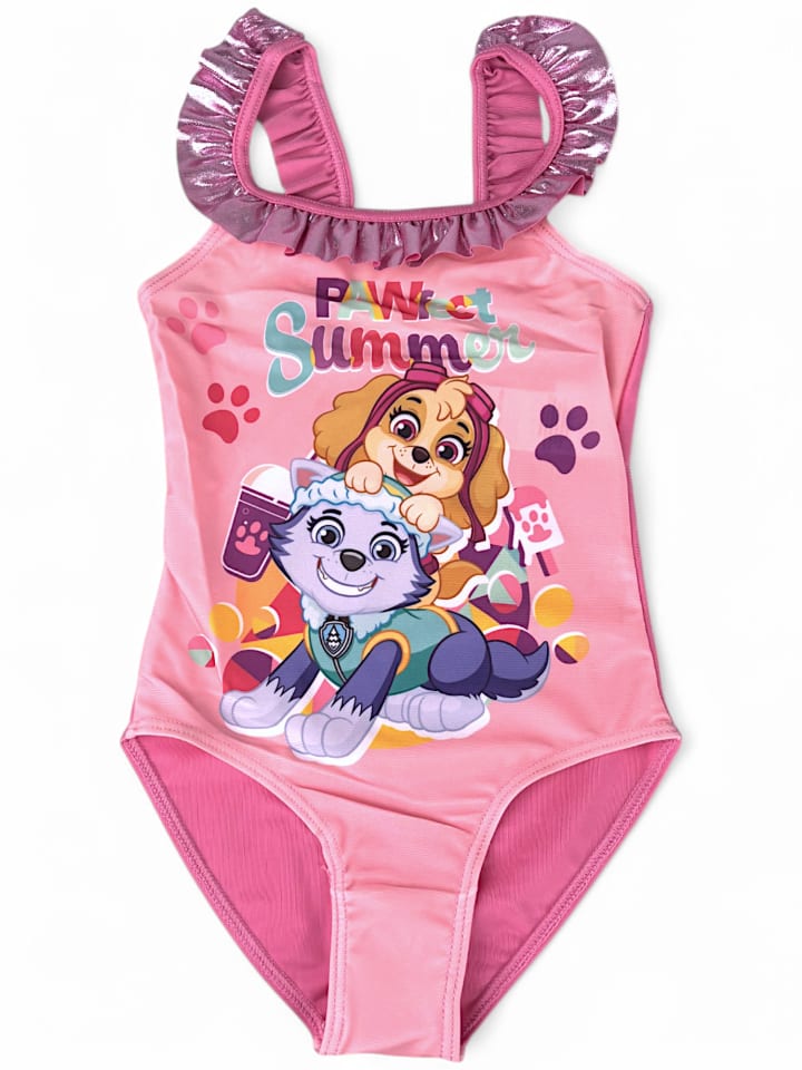 Paw Patrol Badeanzug Paw Patrol  mit Rüschendetails & Glitzer in Rosa günstig kaufen