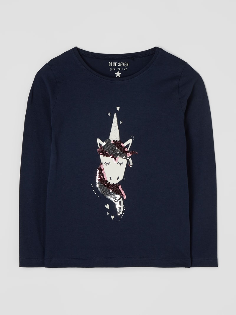 Longsleeve mit Wendepailletten in marineblau