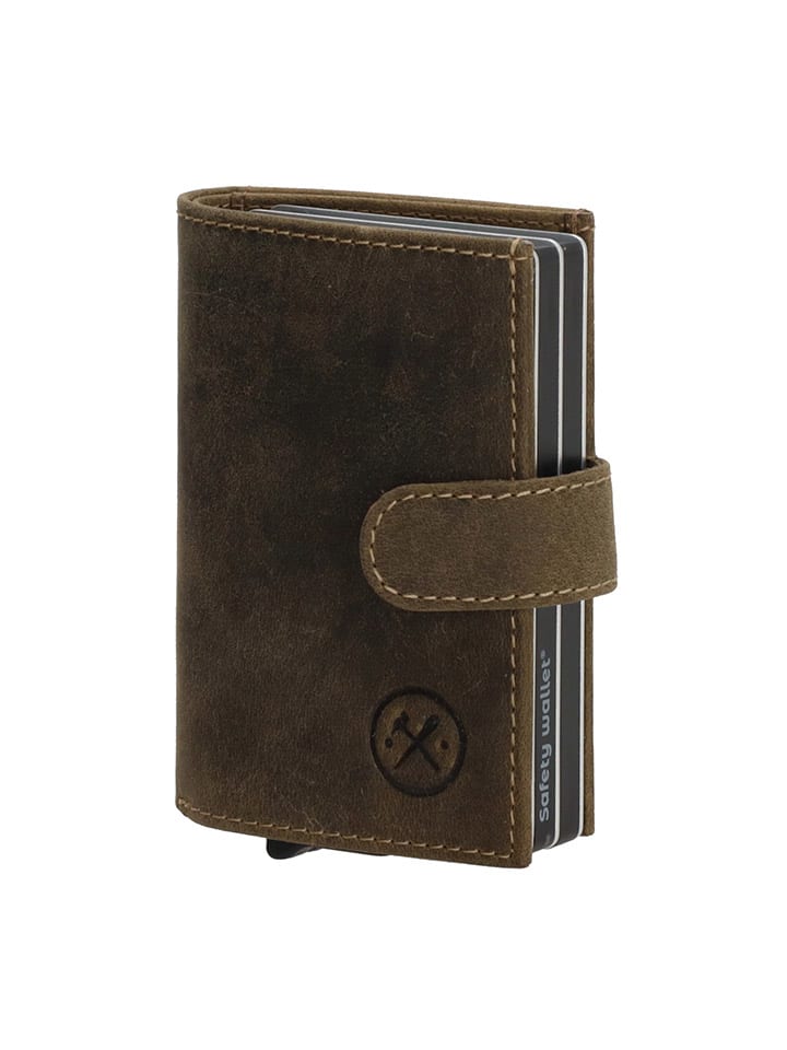 HIDE & STITCHES Leder-Geldbörse in Khaki - (B)8 x (H)10 x (T)2 cm günstig kaufen onesize