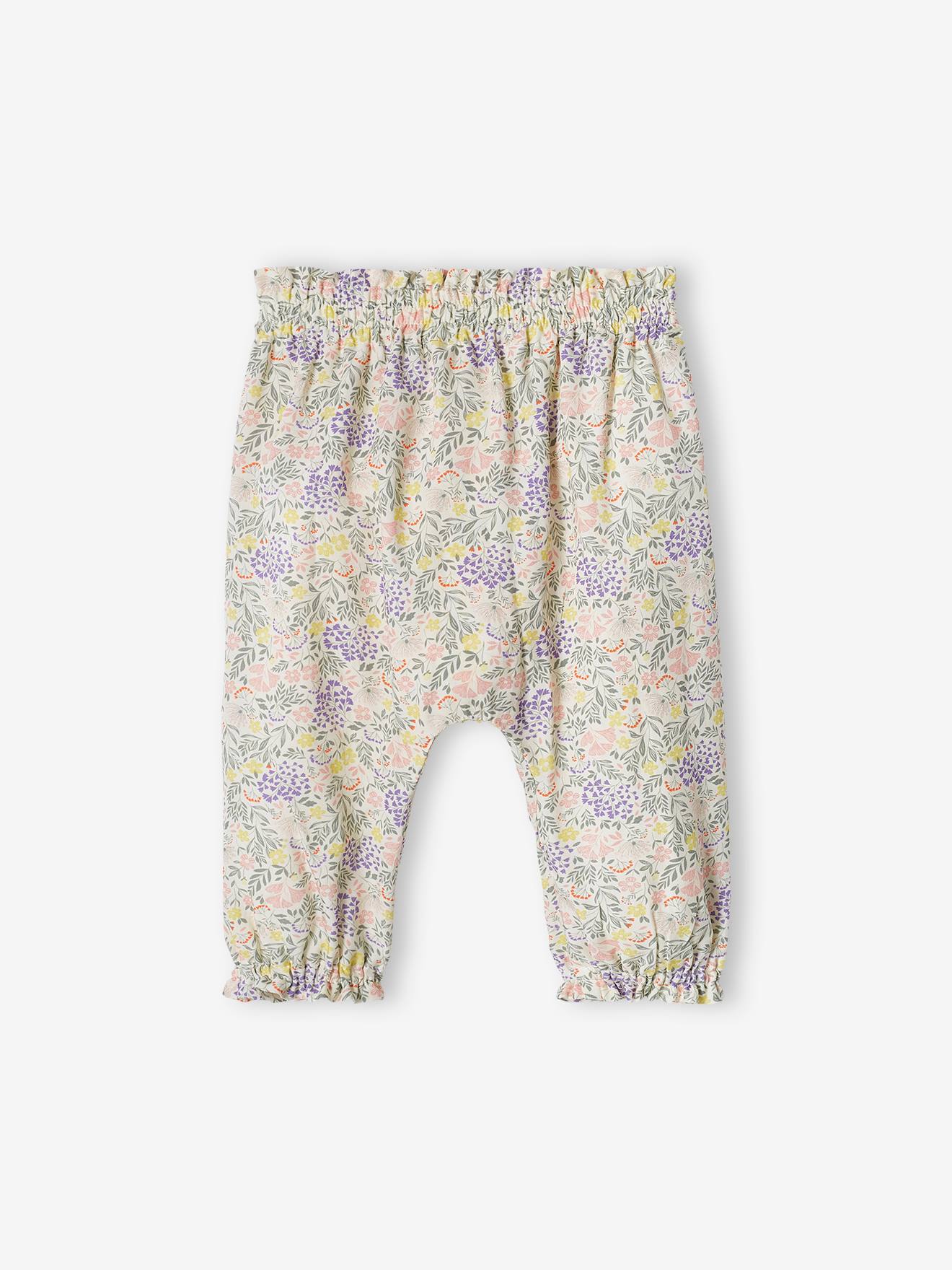 Vertbaudet Mädchen Baby Hose mit Dehnbund Oeko-Tex - grün bedruckt