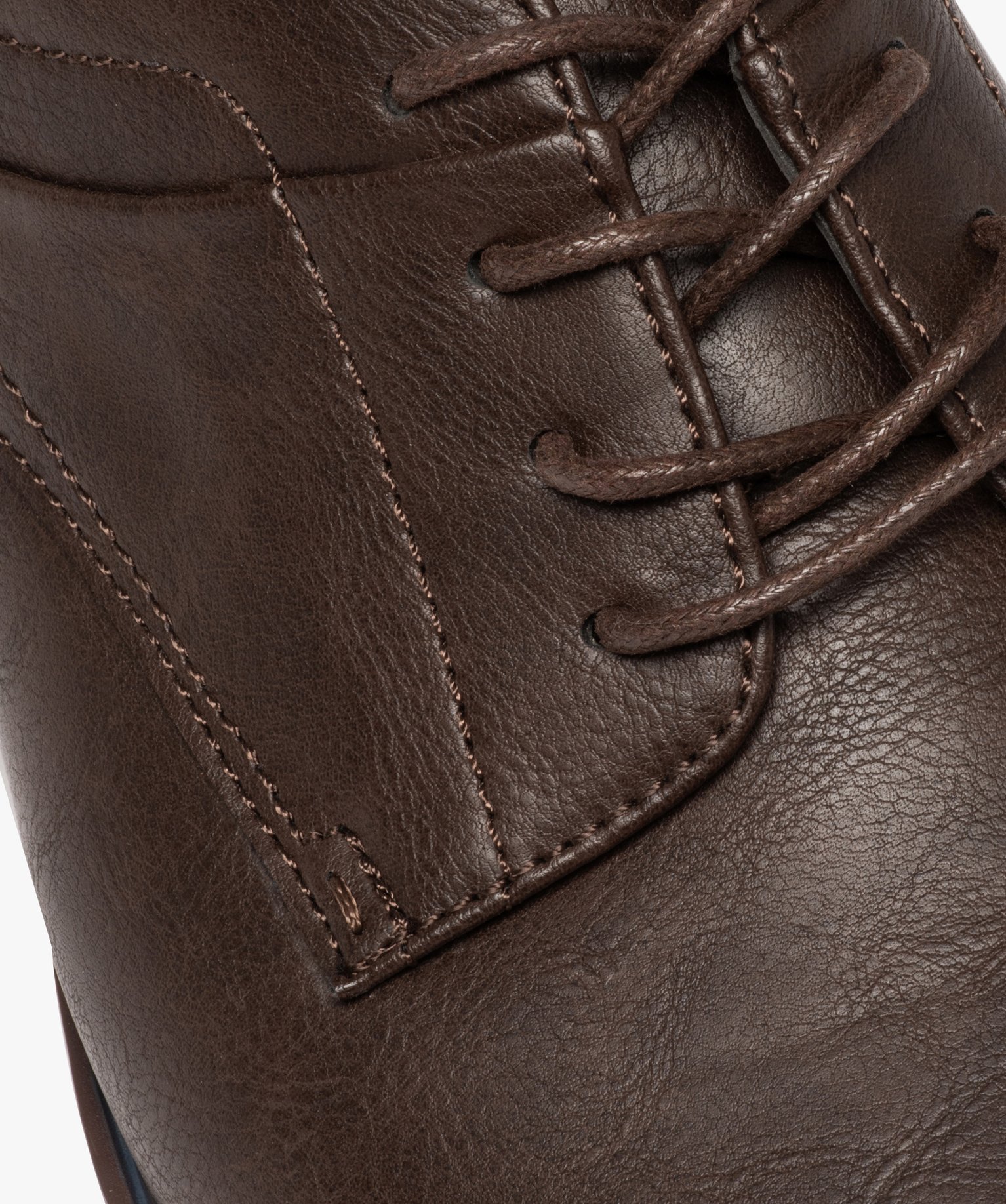 Derbies homme unis à lacets rond cirés marron | GEMO