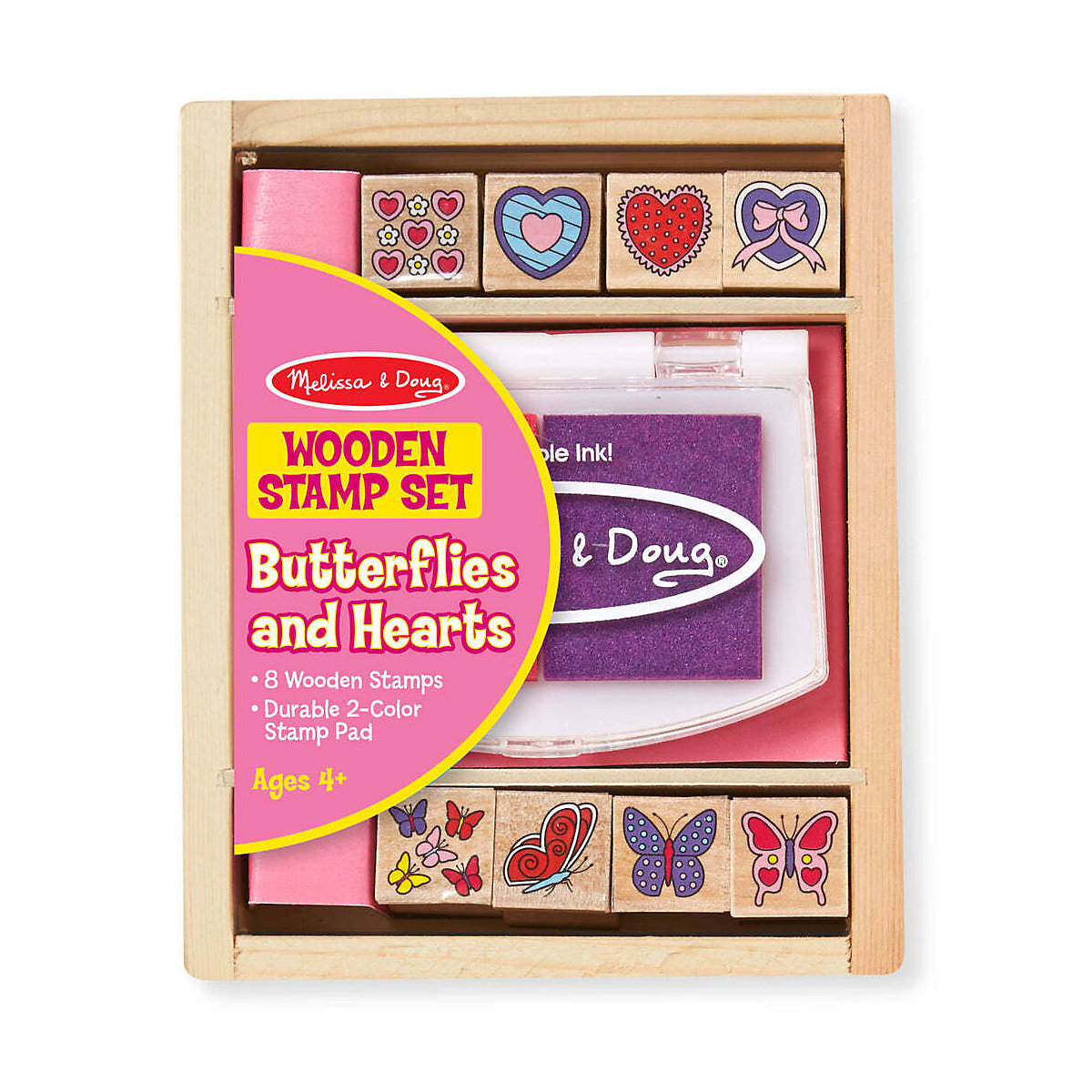 Mein erstes Holzstempelset - Schmetterling und Herzen, Holzstempel