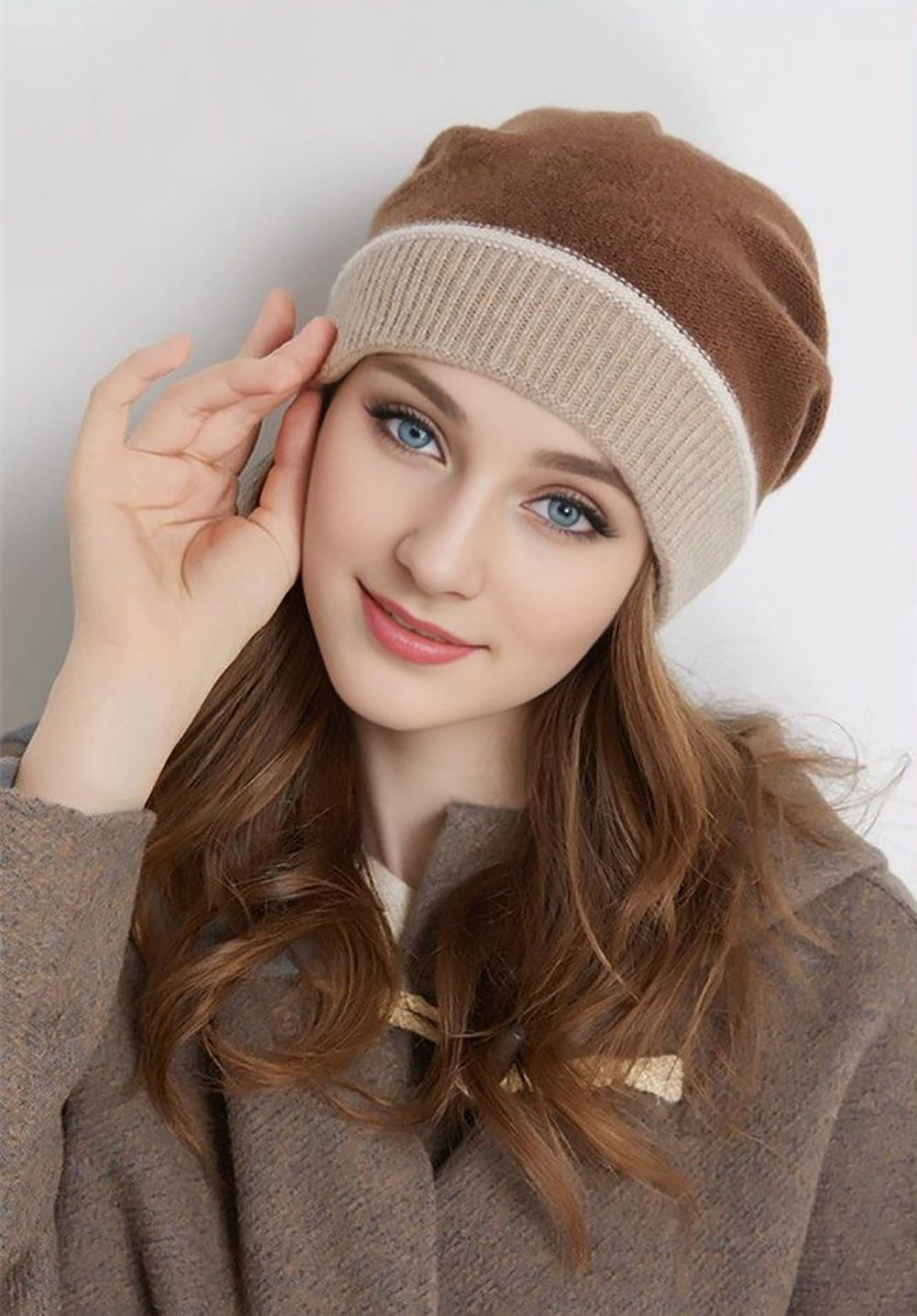 Aatrx Schlapphut Warme Mützen für Herbst und Winter, kontrastfarbene Strickmützen (1-St)