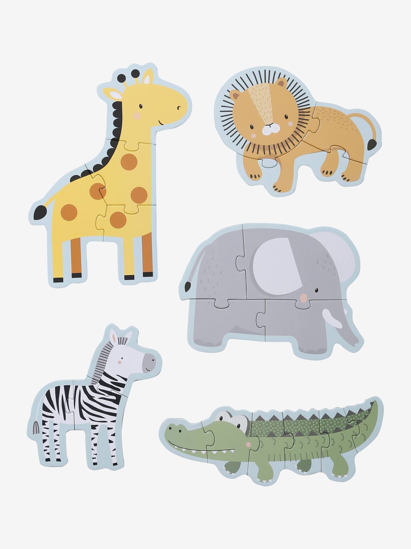 Vertbaudet 5er-Set Lernpuzzles TANSANIA, 3-6 Teile - beige