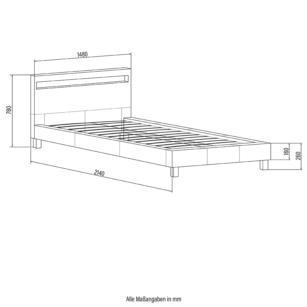 Home Deluxe LED Bett ASTRO 140 x 200 Weiß