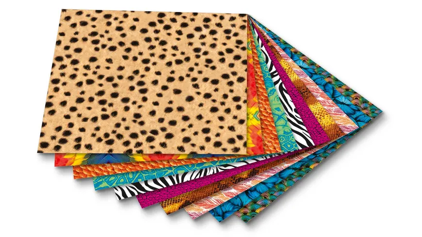 folia Faltblätter Wildlife 50 Blatt 15 x 15 cm sortiert