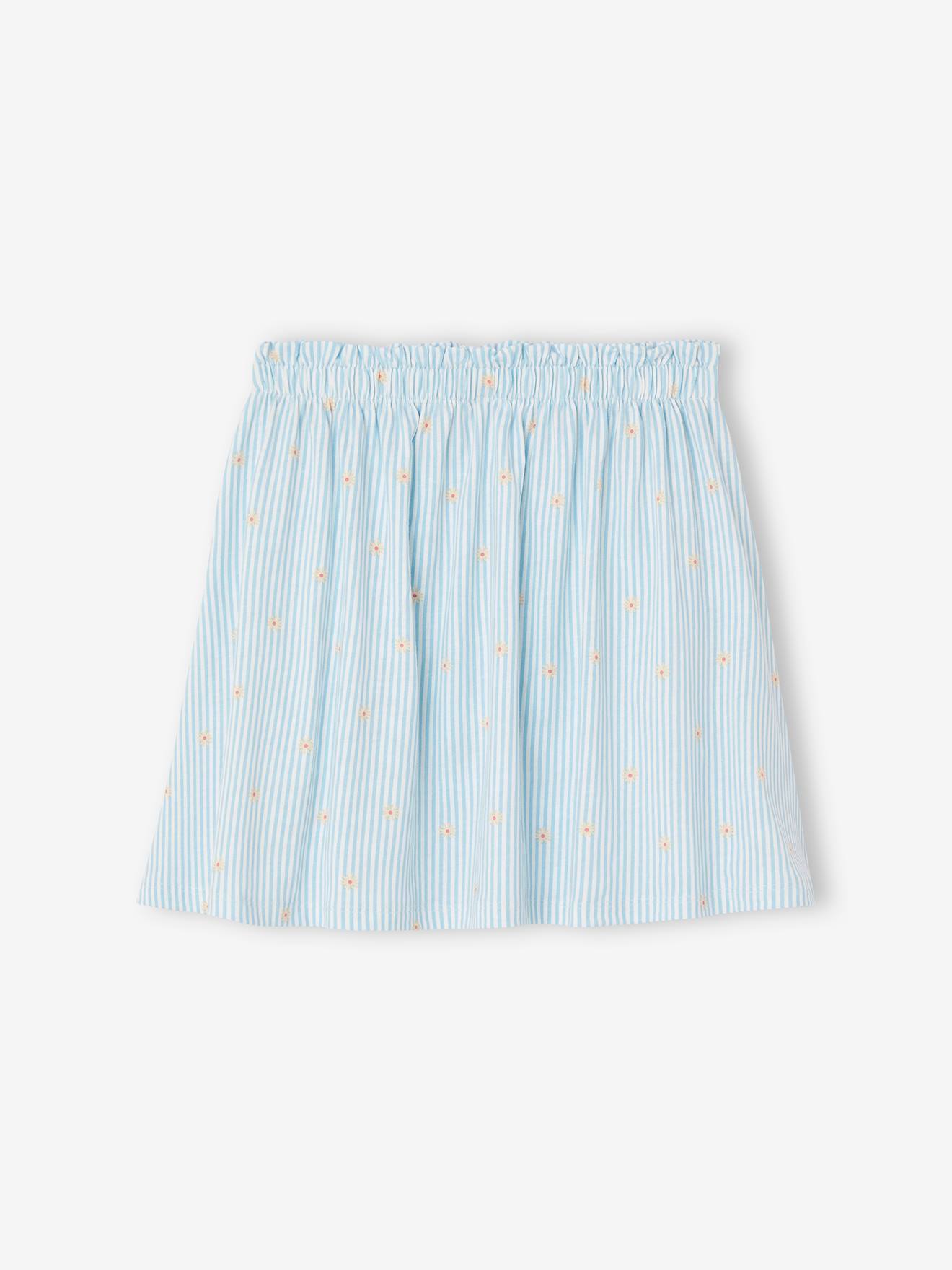 Vertbaudet Mädchen Rock BASIC Oeko-Tex - graugrün geblümt gänseblümchen