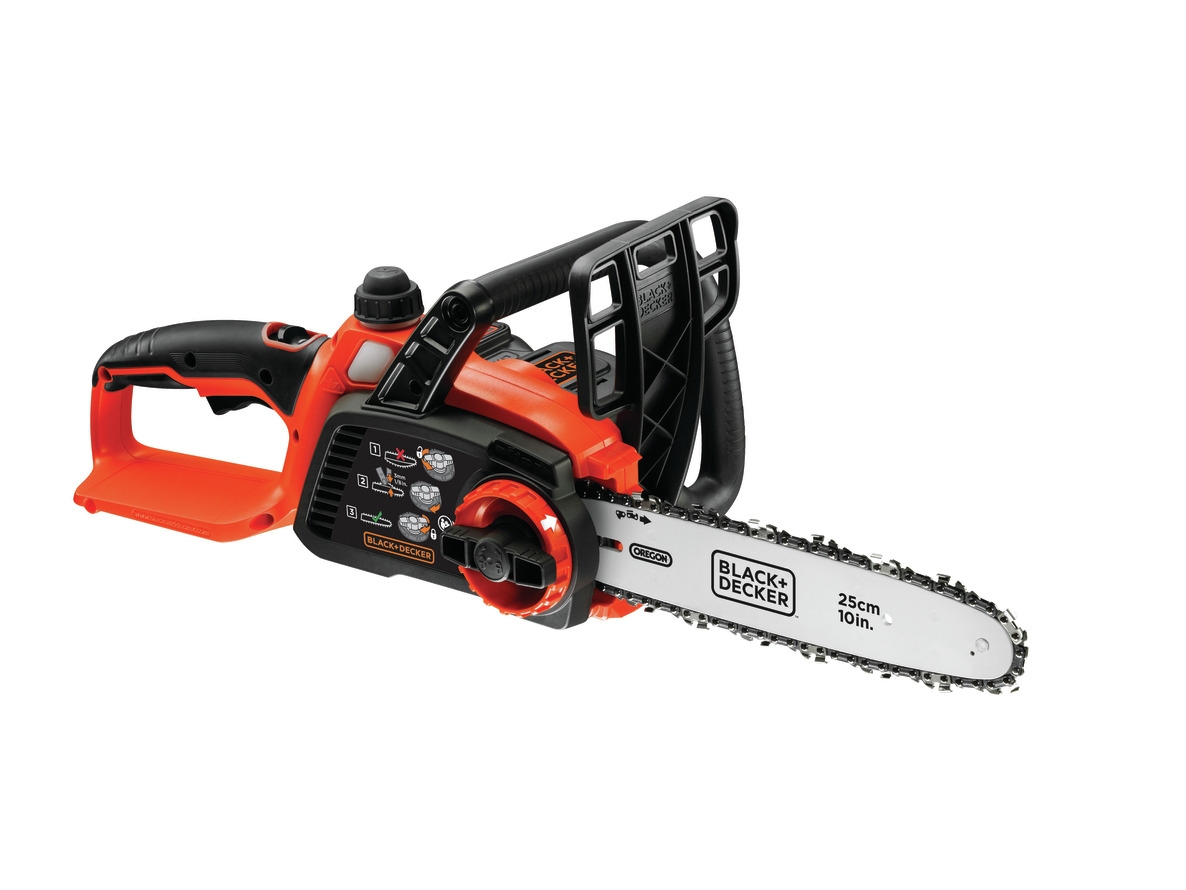 Motosierra inalámbrica Black & Decker GKC1825L20-QW de 18 voltios y 2.0 Ah con batería de iones de litio.
