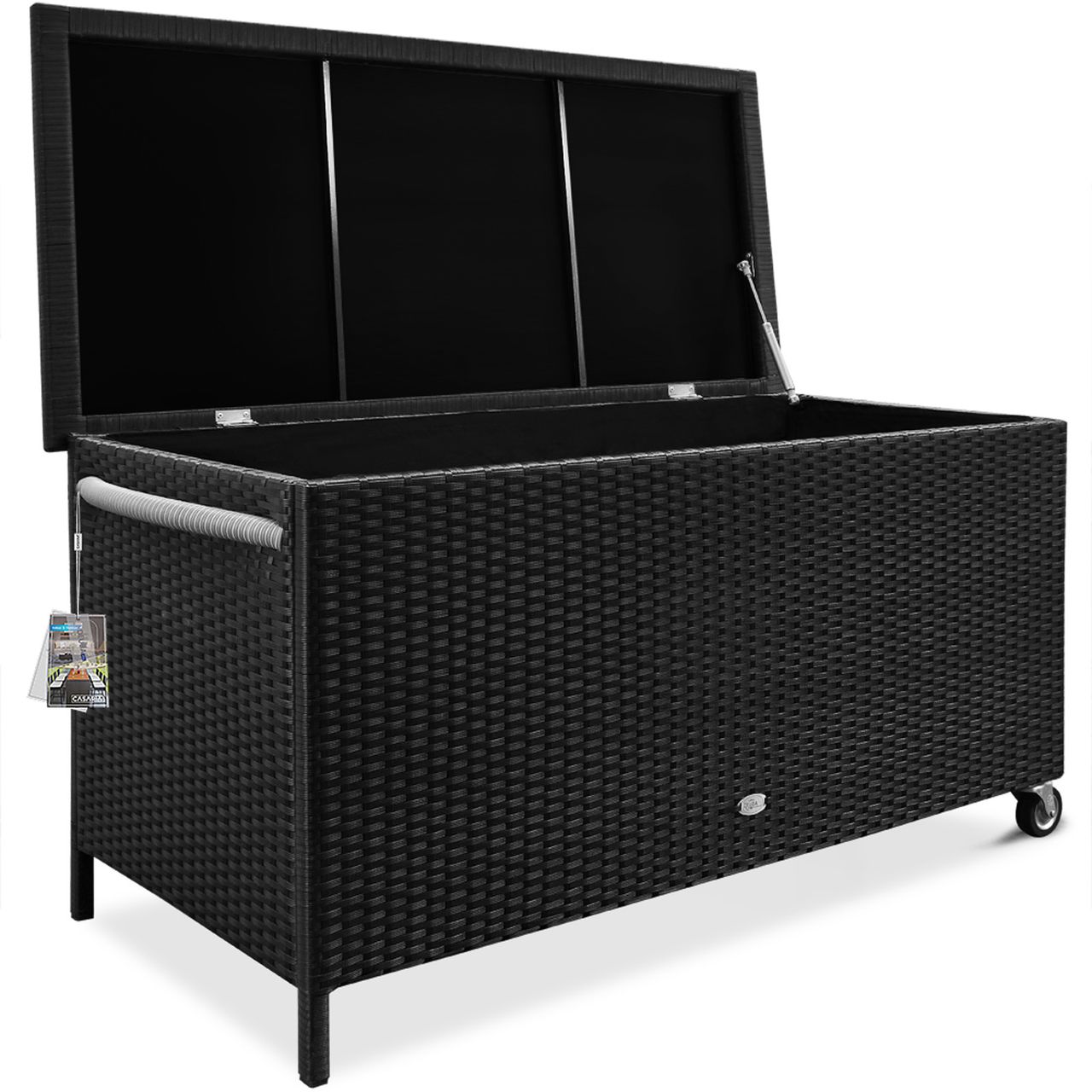 Casaria Deuba Auflagenbox Polyrattan Alu 121,5x65x54,5cm schwarz