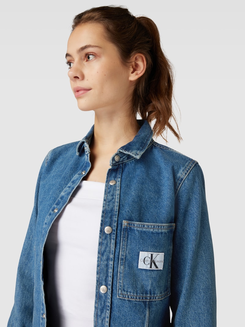 Jeansbluse mit Brusttasche in jeans