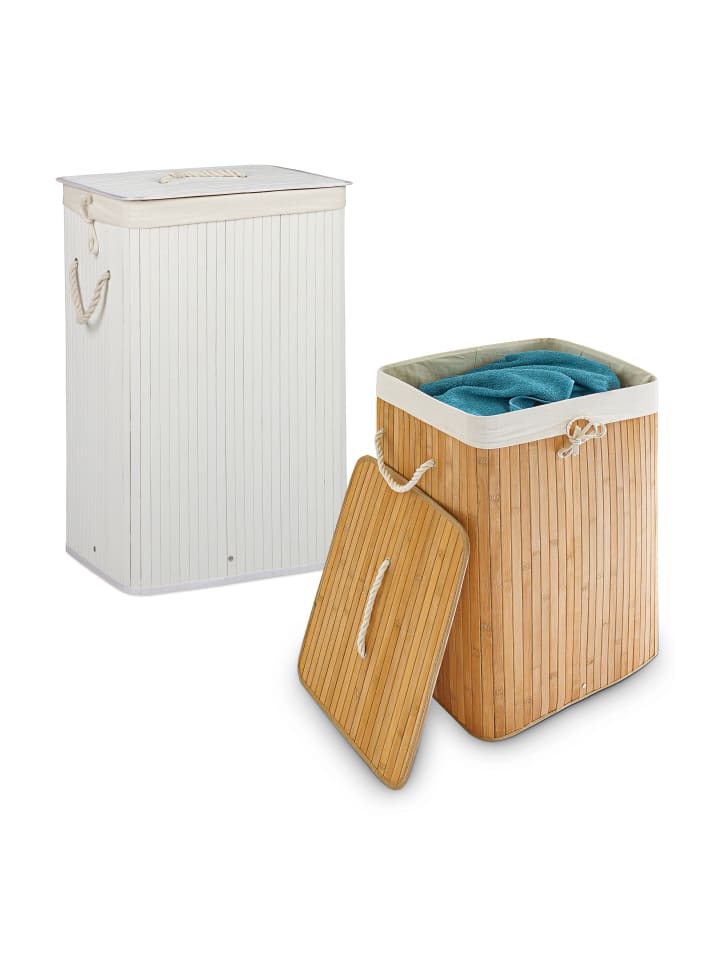 relaxdays 2x Wäschekorb in Natur/ Weiß - Je 83 l günstig kaufen onesize