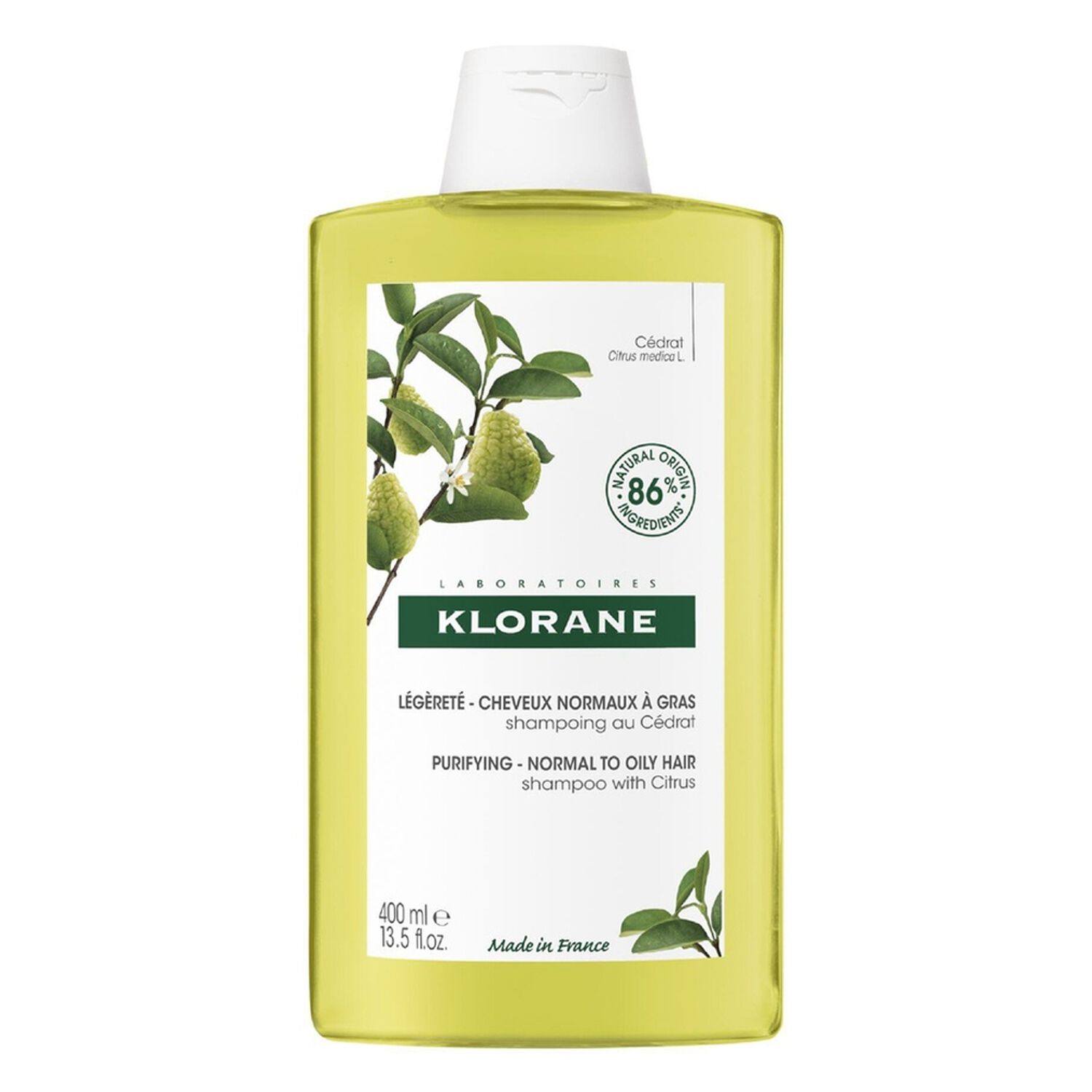 Klorane Shampoing Purifiant et Séborégulateur au Cédrat - Cheveux Normaux à Gras 400 ml