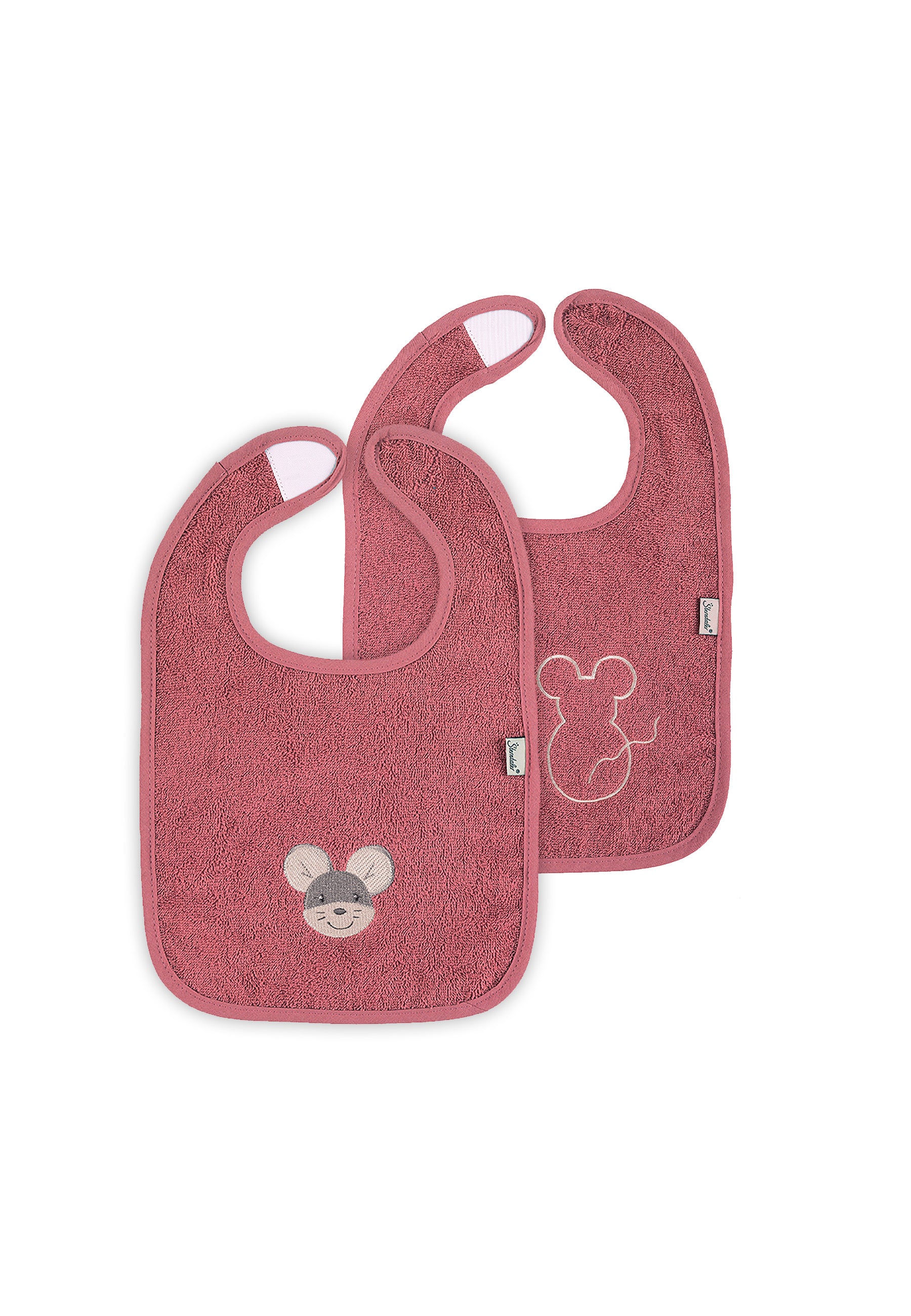 GOTS Doppelpack Klettlätzchen Maus Mabel in Rosa