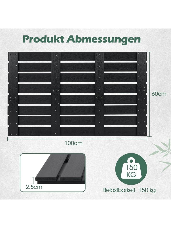 COSTWAY Bodenelement für Solardusche 100x60cm in Schwarz günstig kaufen onesize