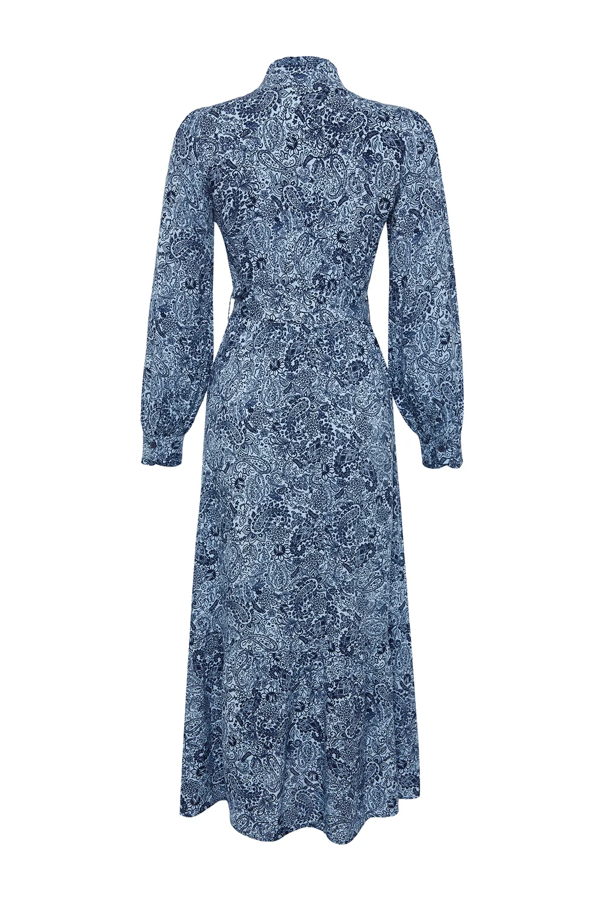 Trendyol Modest  Blaues, geblümtes Viskose-Webkleid TCTSS24EB00074