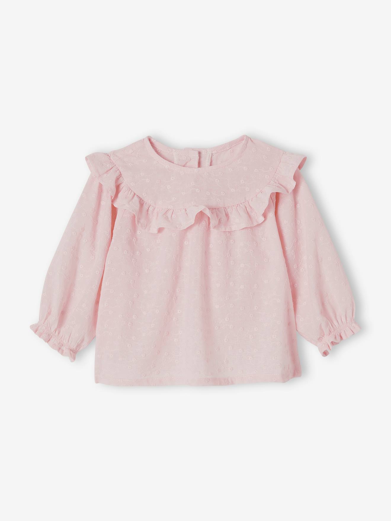 Blouse brodée bébé à volant écru