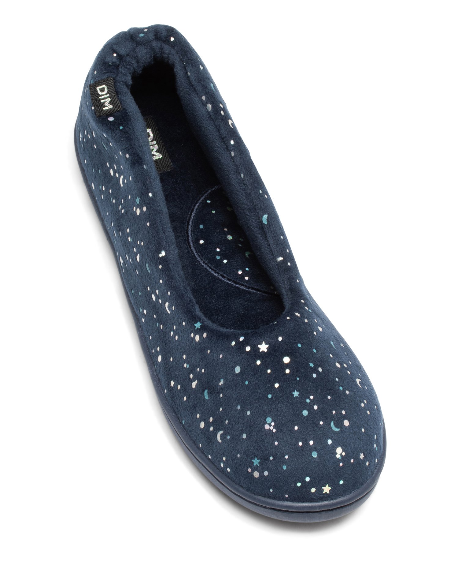 Chaussons femme ballerines moelleuses en velours imprimé - DIM marine | GEMO