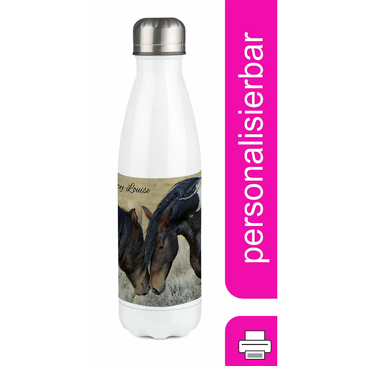 Edelstahl Kinder Thermoflasche / Trinkflasche bunt Paint Horses Spülmaschinenfest, Auslaufsicher, Bruchfest, Doppelwandig, Für Heißgetränke geeignet, Mit Deckel, Isoliert