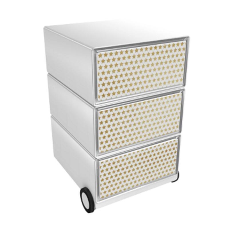 PAPERFLOW Rollcontainer easyBox 3 horizontale Schubladen 642x390x436mm PERSO HOLLYWOOD