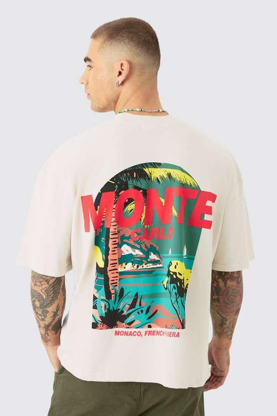 Kastiges Oversize T-Shirt mit Monte Carlo Print