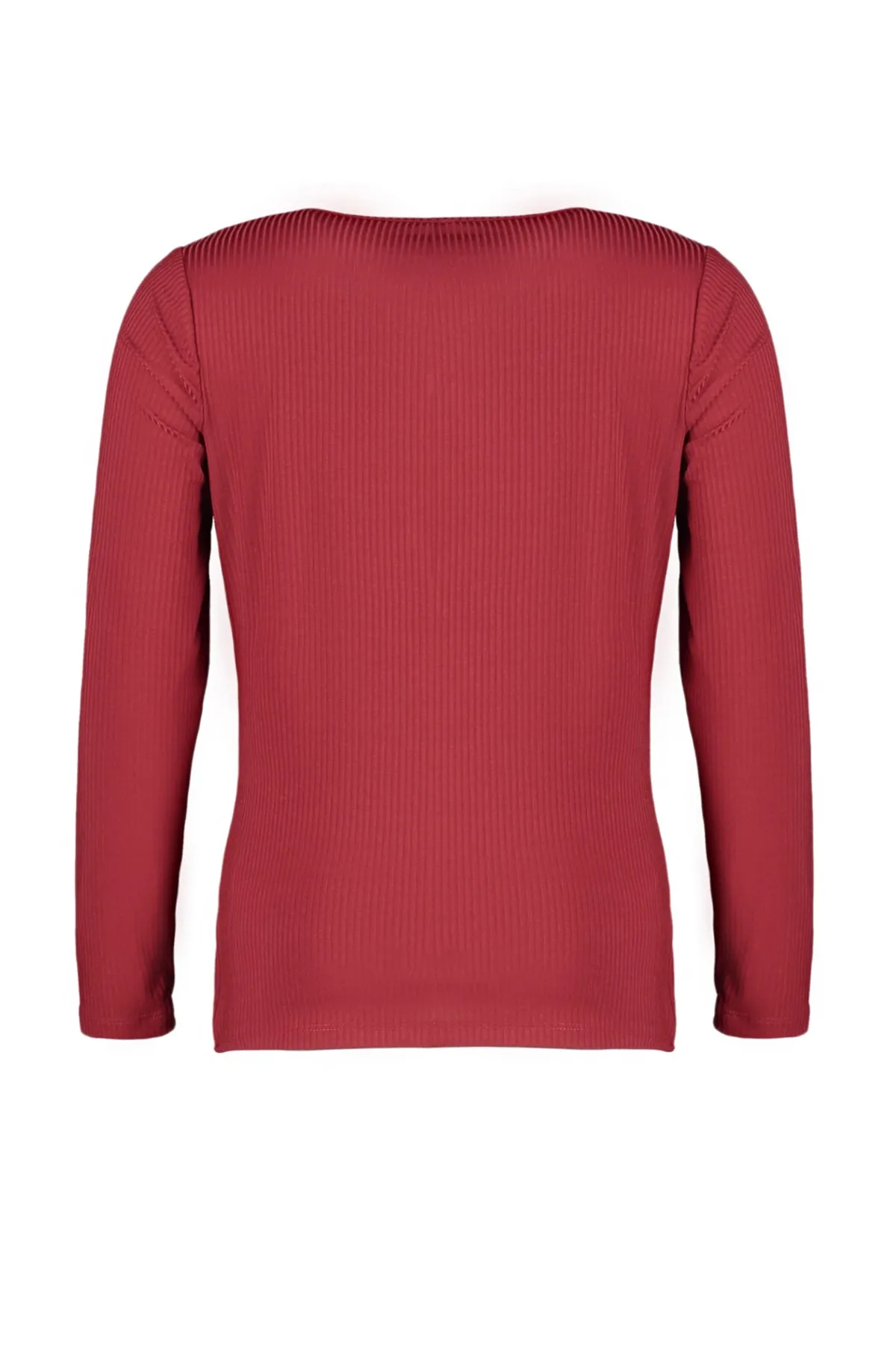 Trendyol Curve  Weinrote Strickbluse mit quadratischem Kragen TBBSS22AF0027