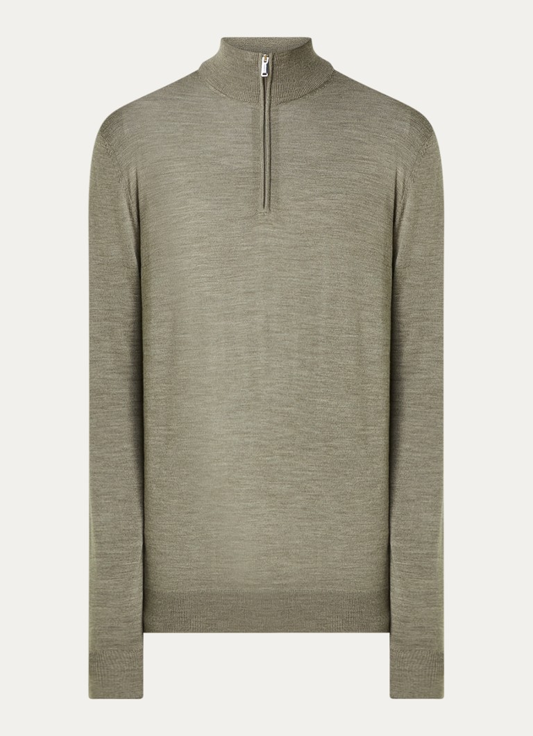 Profuomo Merino Wool Fine Knit Sweater with Half Zipper